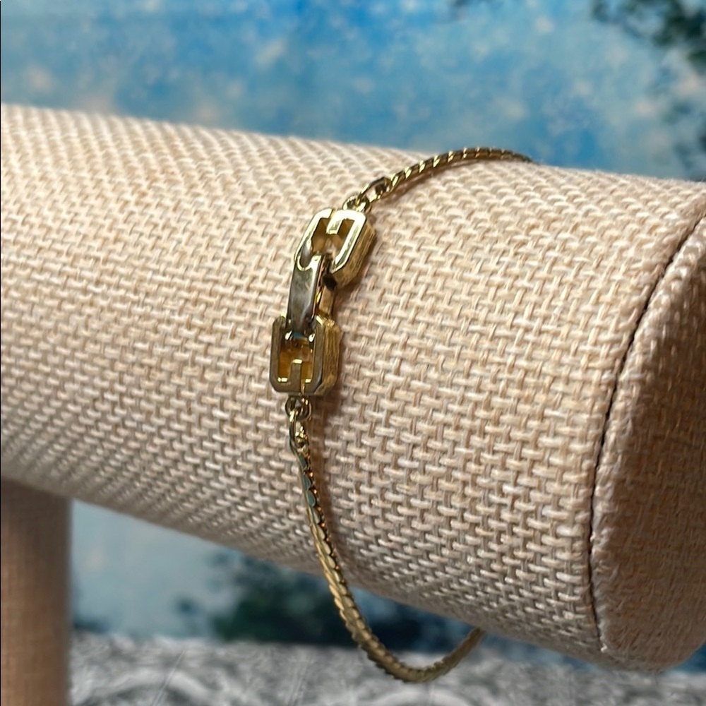 Givenchy Gold Zipper Design Bracelet with Double G clasp. Seven inches. - Picture 4 of 7